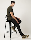 Cotton Mix Ribbed Crew Neck T-Shirt
