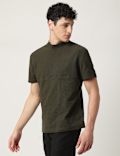 Cotton Mix Ribbed Crew Neck T-Shirt