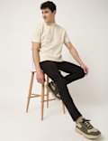 Cotton Mix Ribbed Crew Neck T-Shirt