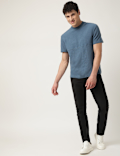 Cotton Mix Ribbed Crew Neck T-Shirt