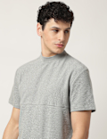 Cotton Mix Ribbed Crew Neck T-Shirt