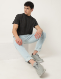 Cotton Mix Ribbed Crew Neck T-Shirt