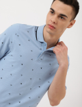 Pure Cotton Printed Polo Collar T-Shirt