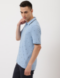 Pure Cotton Printed Polo Collar T-Shirt
