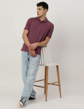 Cotton Striped Spread Collar Polo T-Shirt