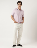 Cotton Striped Spread Collar Polo T-Shirt