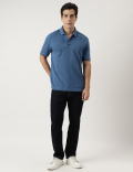 Cotton Striped Spread Collar Polo T-Shirt