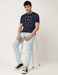 Pure Cotton Geometric Crew Neck T-Shirt