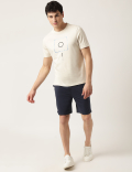 Pure Cotton Geometric Crew Neck T-Shirt
