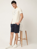 Pure Cotton Geometric Crew Neck T-Shirt
