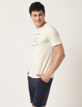 Pure Cotton Geometric Crew Neck T-Shirt