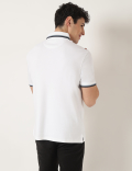 Pure Cotton Striped Polo Neck T-Shirt