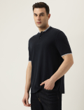 Pure Cotton Striped Ribbed Collar Polo