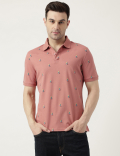 Pure Cotton Polo Neck Printed T-Shirt