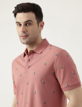 Pure Cotton Polo Neck Printed T-Shirt
