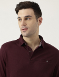 Pure Cotton Polo Neck Solid T-Shirt