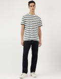 Pure Cotton Stripes Round Neck T-Shirt