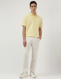 Pure Cotton Leaf Print Polo Neck T-Shirt