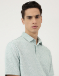 Pure Cotton Leaf Print Polo Neck T-Shirt