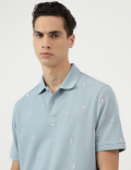 Pure Cotton Embroidered Polo Neck T-Shirt