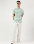 Pure Cotton Stripes Round Neck T-Shirt