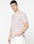 Pure Cotton Stripes Round Neck T-Shirt