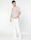 Pure Cotton Stripes Round Neck T-Shirt