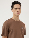 Pure Cotton Embroidered Round Neck T-Shirt
