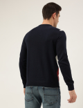 Pure Cotton Argyle Round Neck Jumper