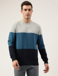 Pure Cotton Colorblocked Round Neck Jumper
