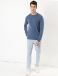 Pure Acrylic Knitted Crew Neck Jumper