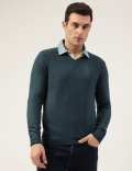 Pure Acrylic Plain V-Neck Jumper