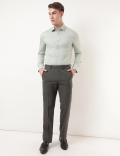 Regular Fit Houndstooth Texture Trousers