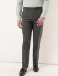 Regular Fit Houndstooth Texture Trousers
