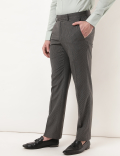 Regular Fit Houndstooth Texture Trousers