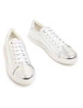 Pure Leather Lace Up Plain Sneakers