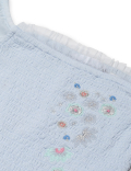 Embroidered Square Neck Tulle Top