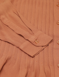 Pure Viscose Pleated Mandarin Collar Top
