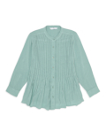 Pure Viscose Pleated Mandarin Collar Top