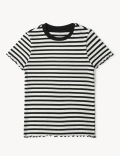 Cotton Mix Stripes Round Neck T-Shirt