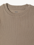 Cotton Mix Stripes Round Neck T-Shirt