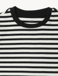 Cotton Mix Stripes Round Neck T-Shirt