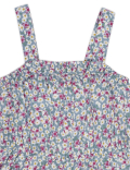 Pure Viscose Floral Square Neck Jumpsuit