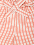 Flax Linen Mix Stripes Shorts