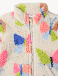 Printed Fleece Stand Collar Jacket