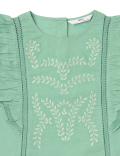 Pure Cotton Embroidered Round Neck Top