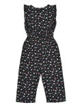 Pure Viscose Floral Round Neck Jumpsuit