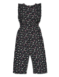 Pure Viscose Floral Round Neck Jumpsuit