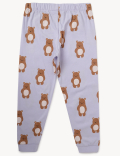 Pack of 2 Pure Cotton Ribbed Pajama Set