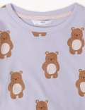 Pack of 2 Pure Cotton Ribbed Pajama Set